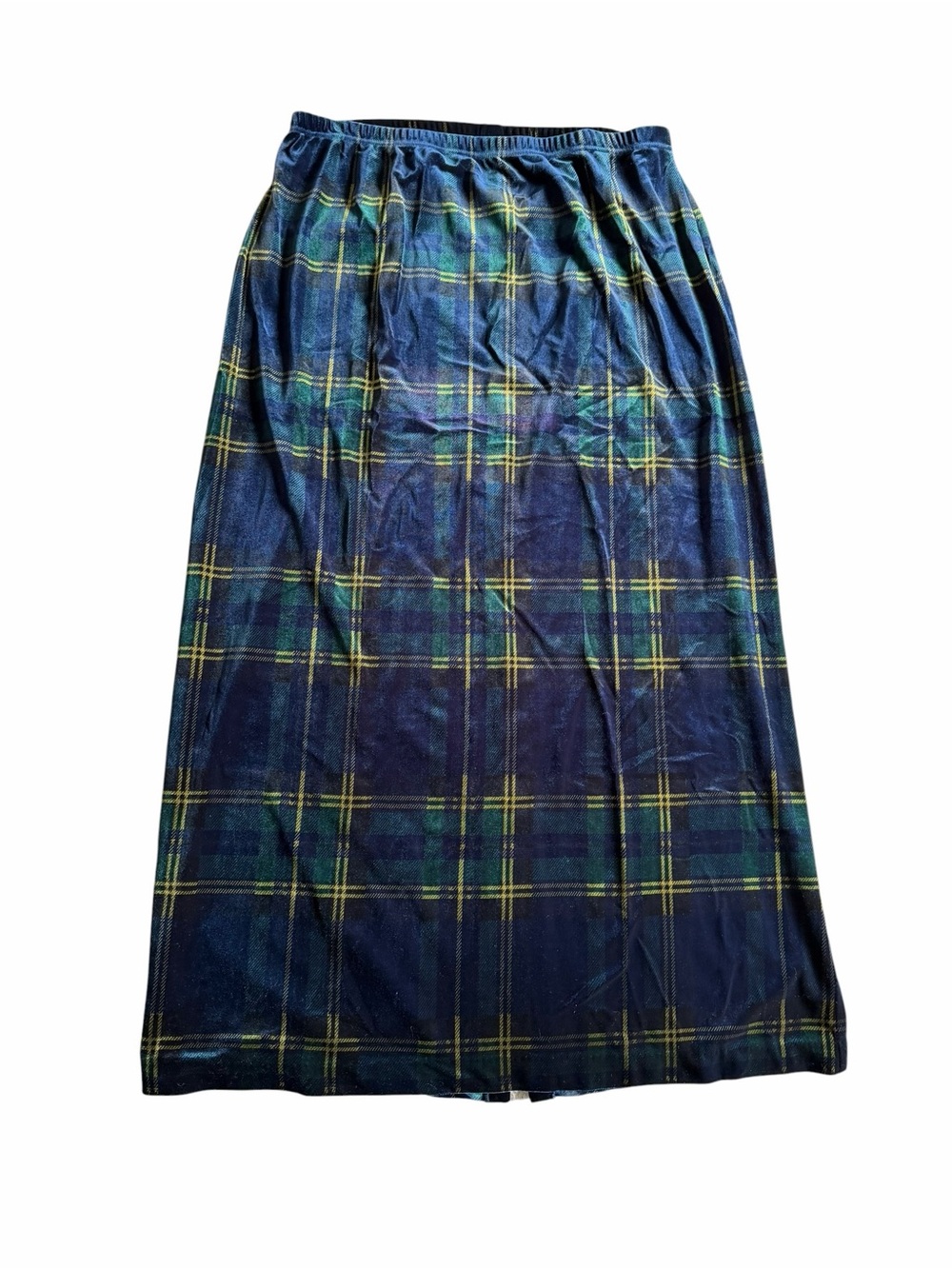 🌟Coldwater Creek Vintage Navy, Green & Yellow Plaid Maxi Skirt